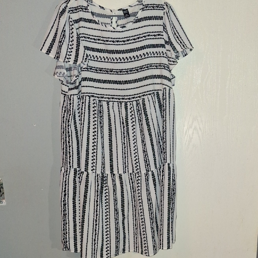 Elegant Black and White Striped Dress
